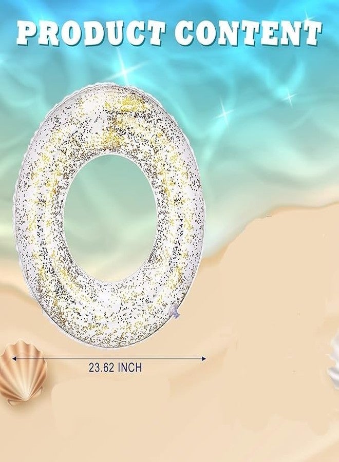 bosig® 1pcs Pool Float Tube Transparent Swimming Ring with Colorful Glitters Pool Floats Kids Adults Flotation Transparent Inner Tube for Swimming Pool, Beach - Image 4